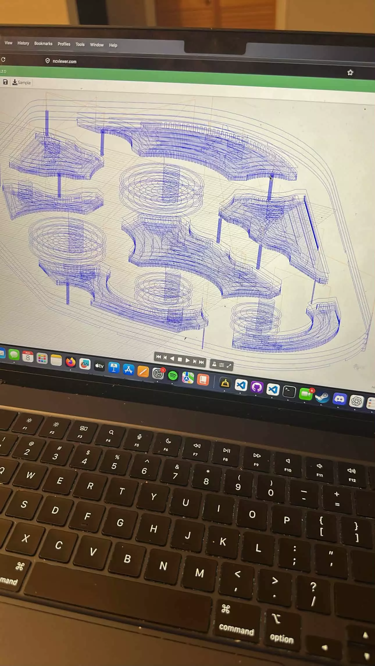 Fusion 360 CAM toolpaths arranged over a stock sheet